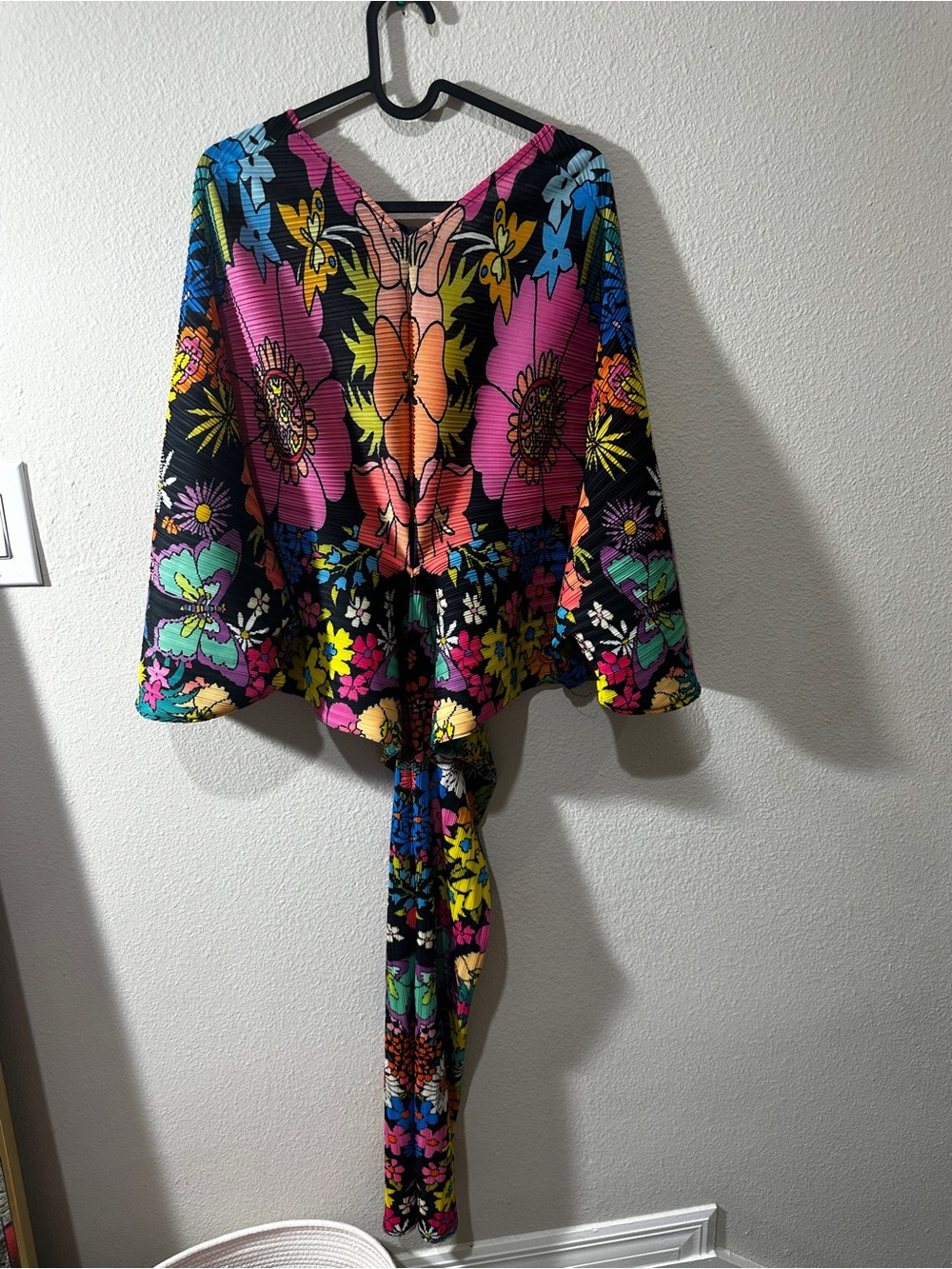 Dressed in LALA Bright Floral Circle Skirt in Black, Pink, Yellow, Blue - Picture 6 of 7